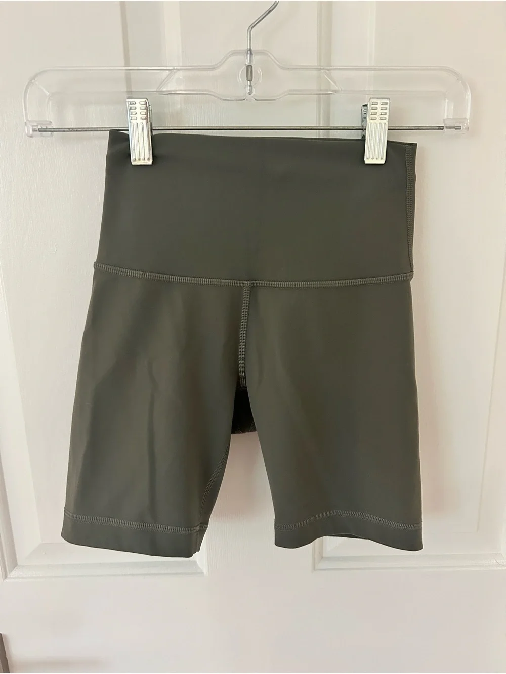 Lululemon Wunder Train High Rise Biker Shorts In Grey Sage